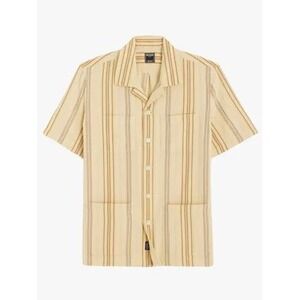 Todd Snyder New York Mens Camp Shirt Medium Striped Button Front Short Sleeve